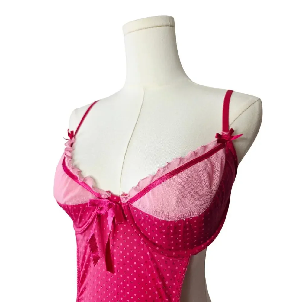 VS Sexy Little Thing Hot Pink Polka Dot Apron Babydoll